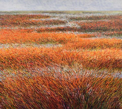 Large Gabor Peterdi Landscape Painting, 59"W