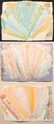 3 Margie Hughto Collages on Handmade Paper