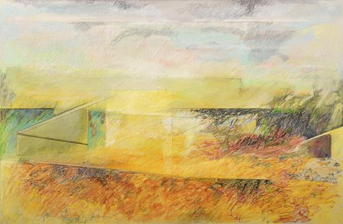 Jane Eccles Landscape Drawing, Pastel Mixed Media
