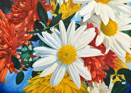 James Ruby Photorealist Floral Painting, 50"W