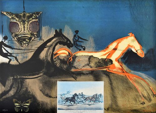 Salvador Dali TROTTING HORSES Lithograph, Signed Edition