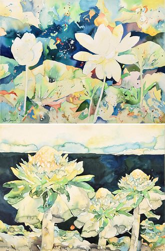 2 Arless Day Floral Watercolor Paintings