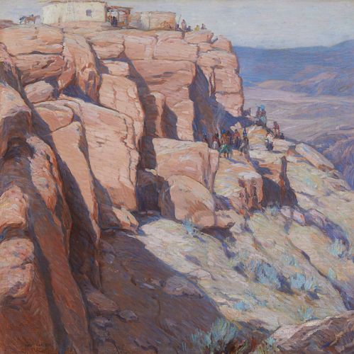 Carl Oscar Borg (1879-1947), "Hopi Rain Dance," Oil on canvas laid to canvas, 30" H x 30" W