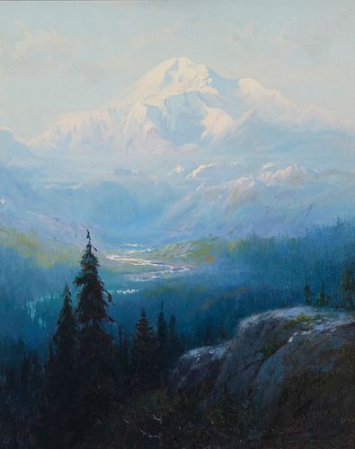 Sydney Mortimer Laurence (1865-1940), "Mount McKinley," Oil on canvas, 20" H x 16" W