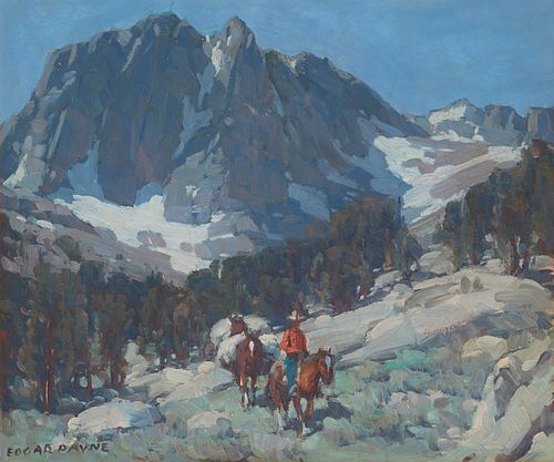 Edgar Alwin Payne (1883-1947), "Sierra Trails Temple Crags", Oil on waxed canvas, 20" H x 24" W