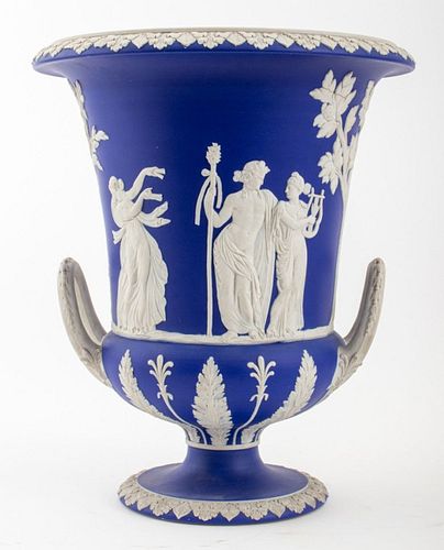 Wedgwood Blue Jasperware Two Handled Vase