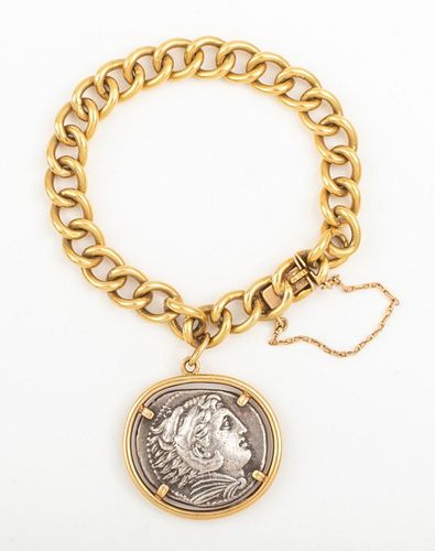 18K Alexander Greek Coin Tetradrachm Bracelet