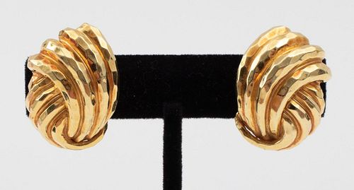 DUNAY 18K Yellow Gold Hammered Clip Earrings