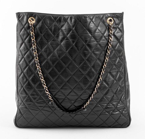 Vintage Chanel Quilted Black Leather Handbag