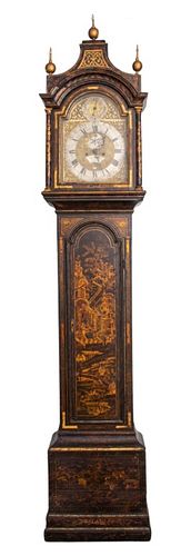 George II Japanned & Faux Tortoise Tallcase Clock