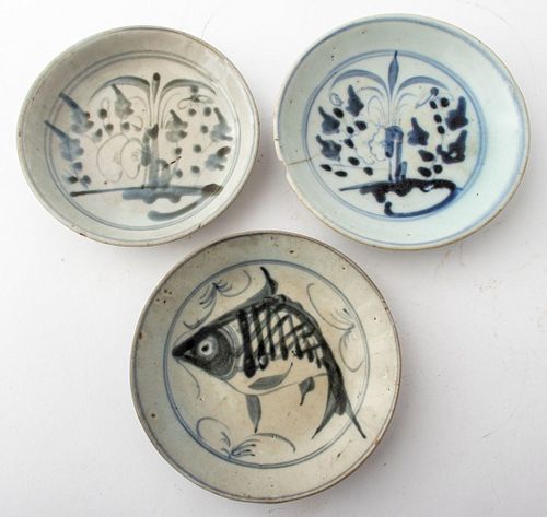 Antique Vietnamese Blue White Porcelain Plates, 3