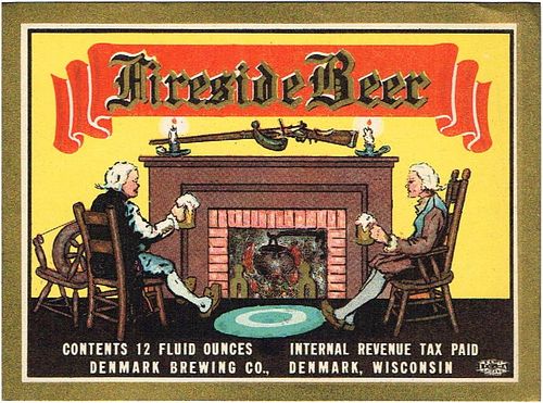 1938 Fireside Beer 12oz WI80-05 Label Denmark Wisconsin