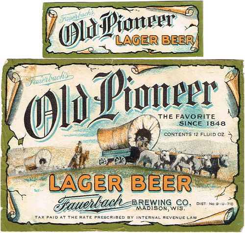 1937 Old Pioneer Beer 12oz WI241-30 Label Madison Wisconsin
