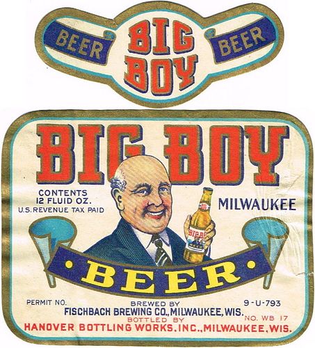 1935 Big Boy Beer 12oz WI295-03 Label Milwaukee Wisconsin