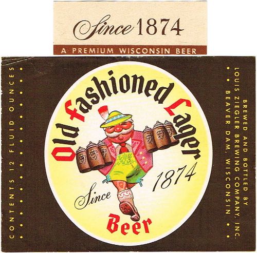 1950 Old Fashioned Lager Beer 8oz Label Beaver Dam Wisconsin