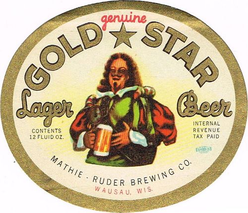 1948 North Star Lager Beer 12oz WI521-29 Label Wausau Wisconsin