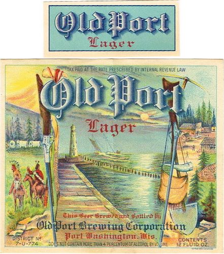 1933 Old Port Lager Beer 12oz WI403-09 Label Port Washington Wisconsin