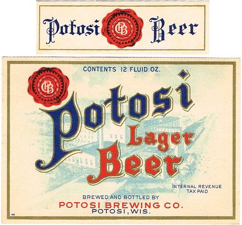 1939 Potosi Lager Beer 12oz WI405-20V Label Potosi Wisconsin