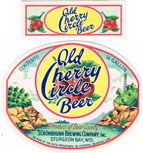 1936 Old Cherry Circle Beer Picnic Half Gallon Picnic WI479-07 Label Sturgeon Bay Wisconsin
