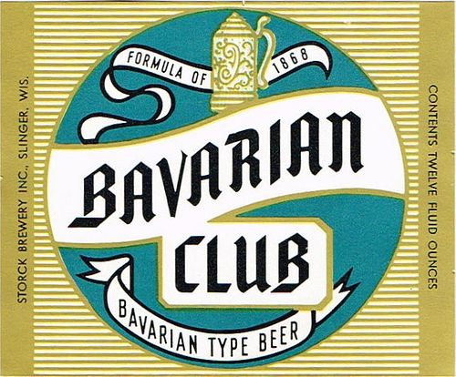 1953 Bavarian Club Beer 12oz Label Slinger Wisconsin