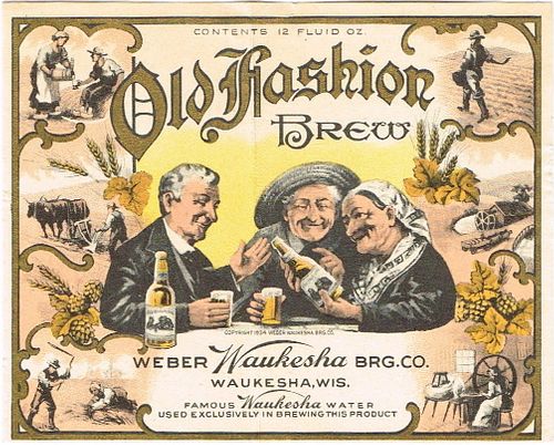 1933 Old Fashion Brew Beer 12oz WI512-09 Label Waukesha Wisconsin