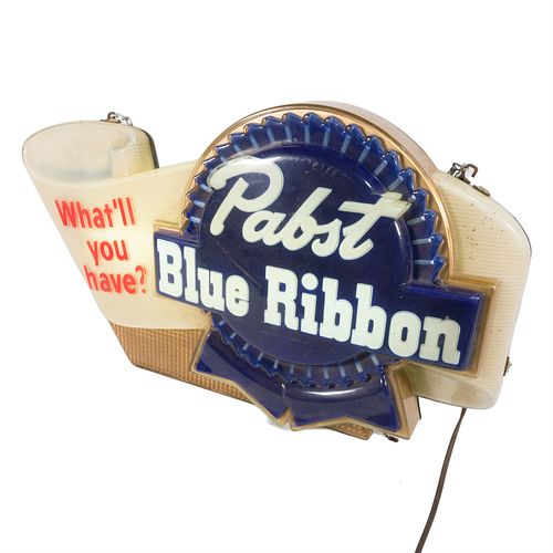 Vintage Pabst Blue Ribbon illuminating Advertising Beer Sign