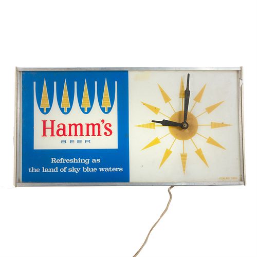 Vintage Hamm's Beer lighted Wall Clock Display