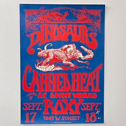 Vintage Dinosaurs at the Roxy Concert Poster By Alton Kelley