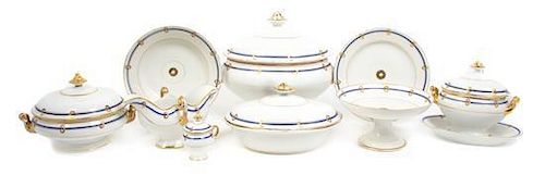 A French Porcelain Dinner Service, Width of widest 19 1/2 inches.