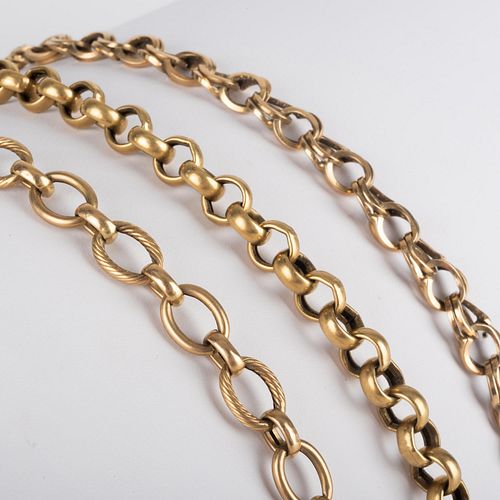 Three Miscellaneous Gold Link Bracelets