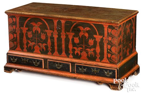Berks County painted pine dower chest