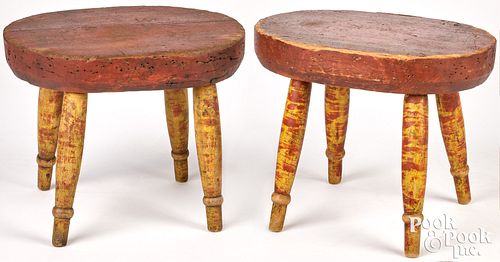 Pair of Pennsylvania painted poplar footstools