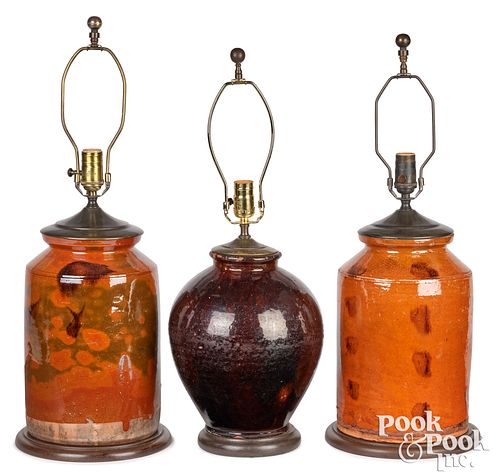 Three redware jars, 19th c.
