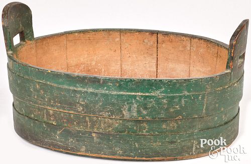 Small green painted tub, 19th c.