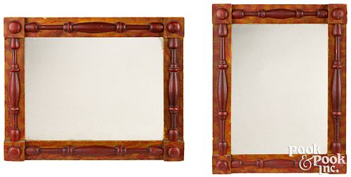 Pair of paint decorated mirrors, 19th c.