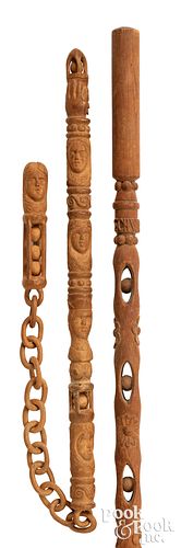 Folk art carved cane and whimsey, late 19th c.