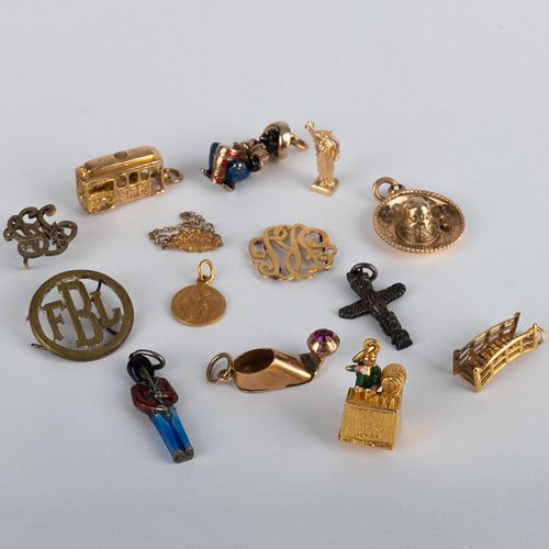 Miscellaneous Group of Gold and Silver Charms and Fragments
