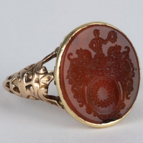 Carved Carnelian Agate Intaglio Ring