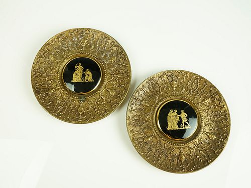 Roman  Brass & Lacquer Hanging Wall Plates