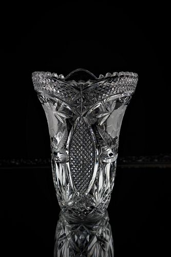 Romanian W Rose Crystal Vase