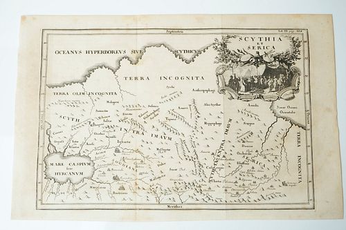 Engraved map, v. Cellarius, "Scythia et Serica". Russia Asian part1701-1706, ancient geography by Christoph Cellarius
