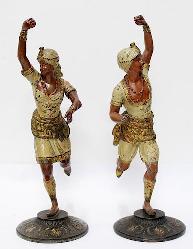 Pair of Vintage Orientalist Painted Metal Figures