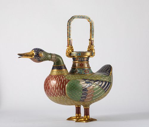 Qianlong period, Qing dynastyCloisonne enamel duck zun vessel