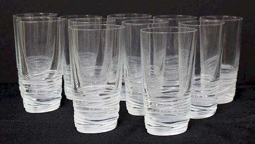 Set 8 Vintage Sevres Crystal Oval Highball Glasses