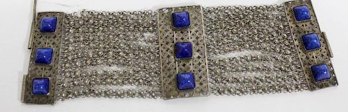 Faux Lapis & Silver-Plated Metal Costume Bracelet