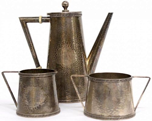 Dominick & Haff Hammered Sterling Coffee Set