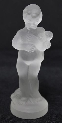 Frosted Crystal Figurine, Signed R. Lalique
