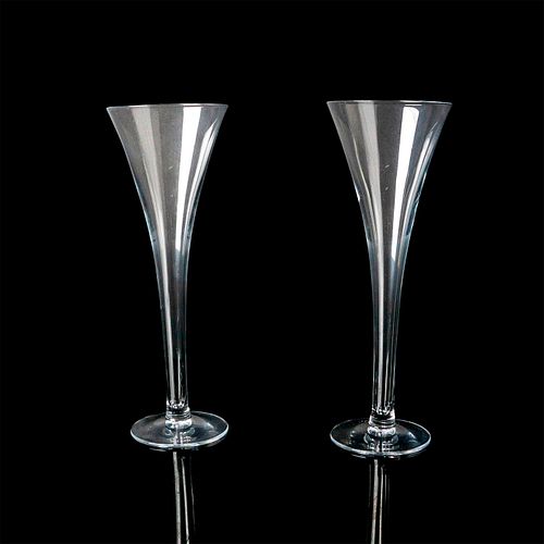 Pair of Vintage Tall Glass Champagne Flutes