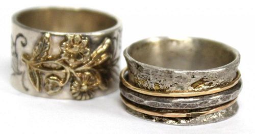 2 Sterling Israel Silver & 14K Rings