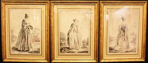After Antoine Watteau (French 1684-1721)-3 Prints